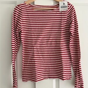 Brandy Melville Red and White Striped Top